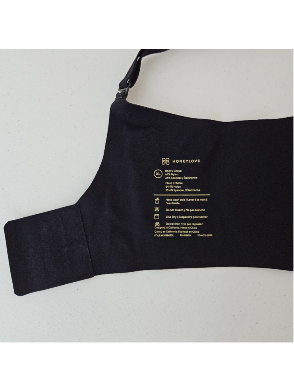 HONEYLOVE CrossOver Wireless Bra XL Black - Picture 6 of 9